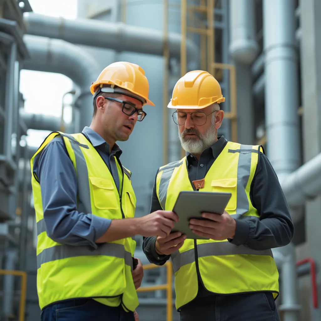 Consultores trabajando en sitio con un cliente industrial